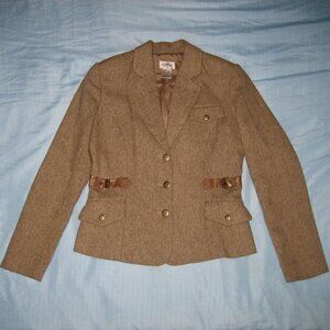 Vintage Classic Together Wool Blend Blazer Jacket, Tan Brown, Size 4 Small